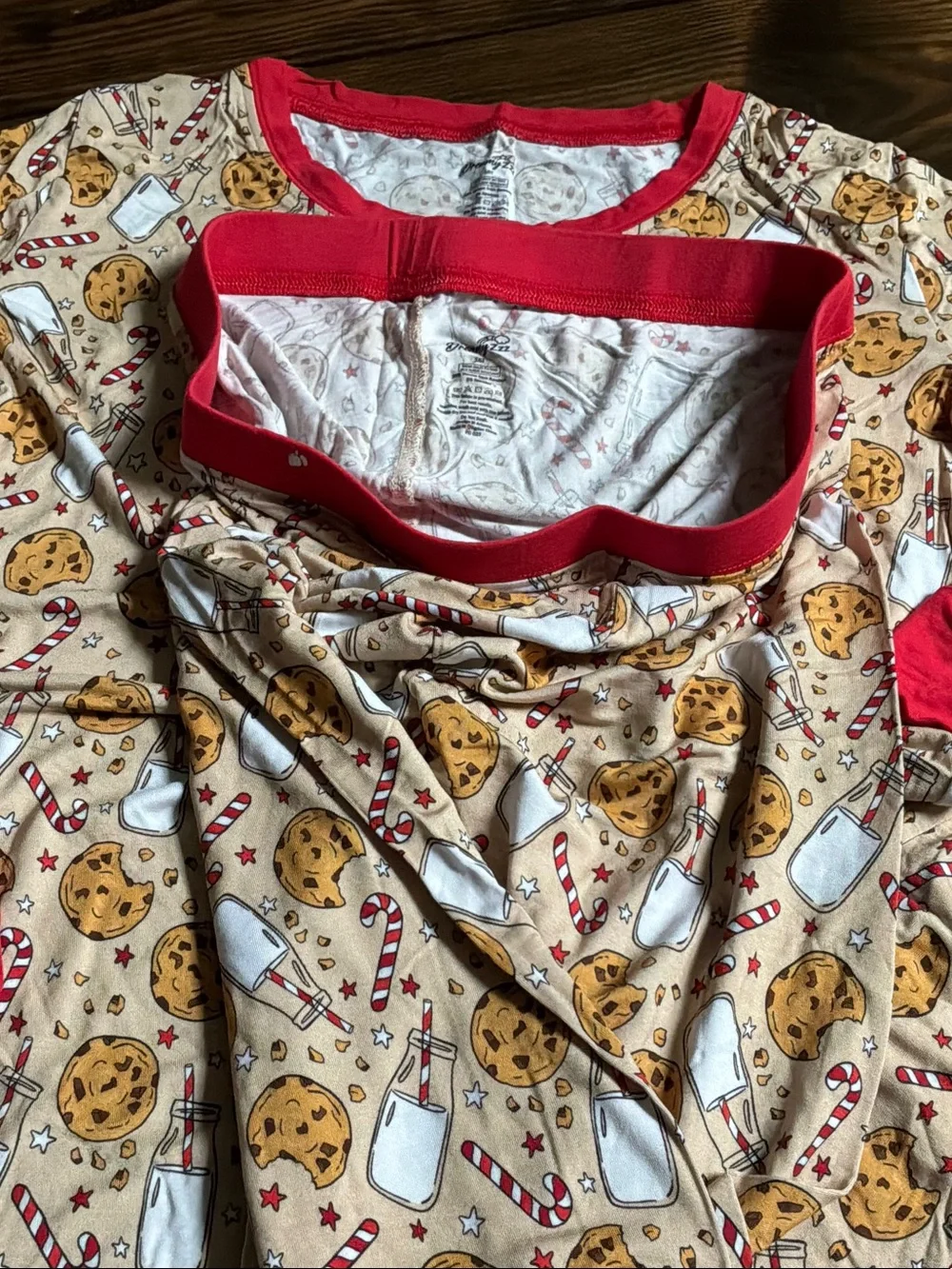Kids Cookie & Milk Pajama Set with Red Trim